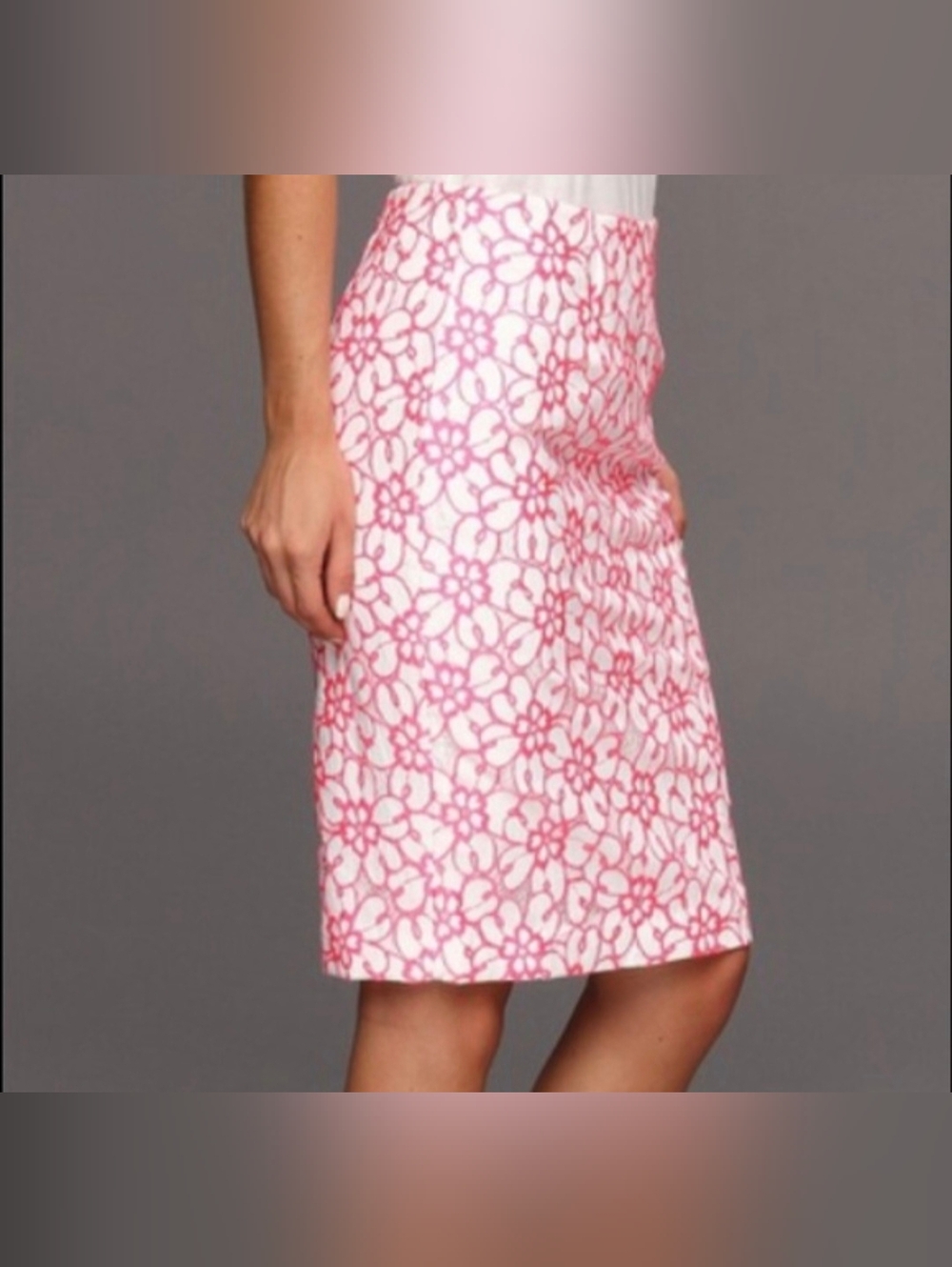 Lilly Pulitzer Hyacinth Fiesta Pink Pique Lace Pencil Skirt Sz 6  Event Colorful